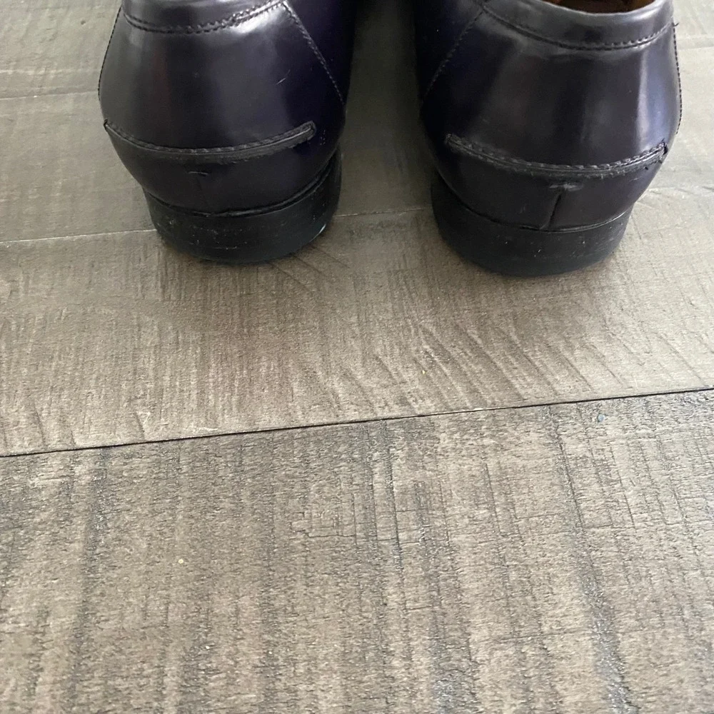 Gucci Mens Horsebit Loafers Dark Purple Leather Classis Dress Shoe Size 10.5